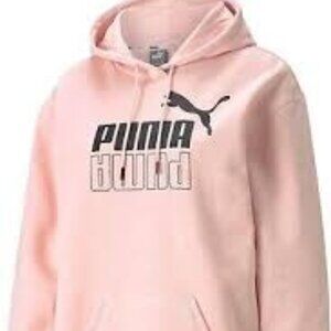 Puma Power Elongated Pullover Hoodie Pink & Black Casual Outerwear Size XS